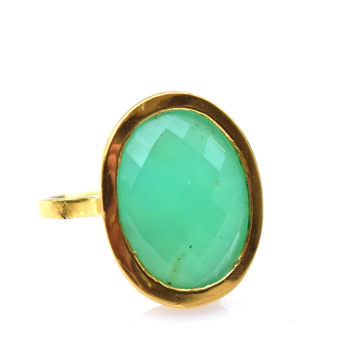 Gold Chrysoprade Ring, Chrysoprase popular Ring, Natural Chrysoprase, May Ring, Solitaire Ring, Gold Dainty Ring, 18K Gold Ring, Solid Silver Ring